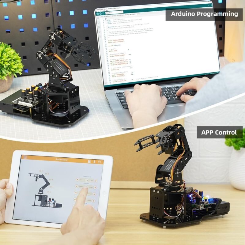 Robotic Arm with Arduino UNO, 5DOF/Axis AI Smart Robot Arm Open Source ...